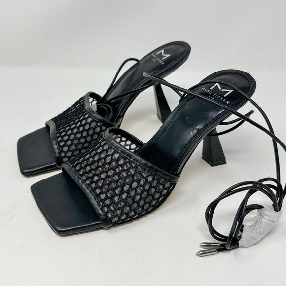 NEW Marc Fisher Dallyn Blk Leather Ankle Strap Slide Sandals Size 6.5 MSRP $150 - Picture 3 of 11